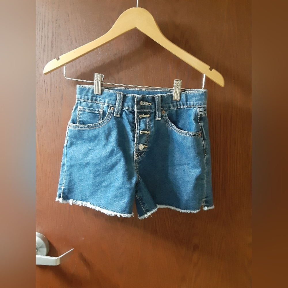 Old Navy Button FlyBlue Jean Shorts for Girs Soze 12 High Rise Adjystable Waist